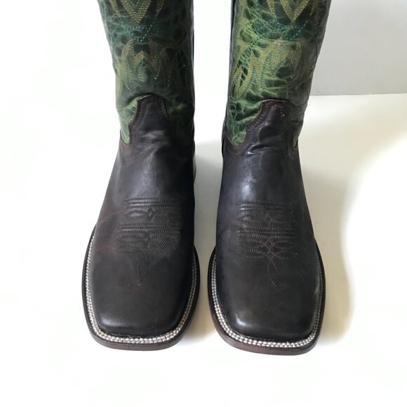 NEW Planet Cowboy Dig It Boots Mens 10.5 EE Brown Green Leather Square Toe NWOB - Picture 7 of 15
